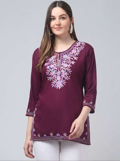 SHAUKIYA Ethnic
                        Motifs Embroidered Thread Work Thread Work
                        Kurti