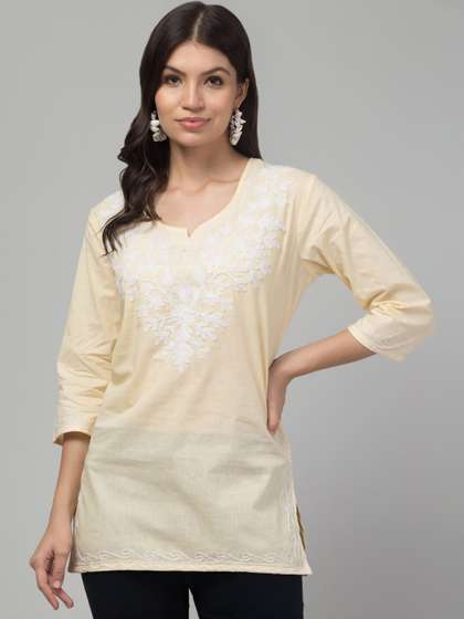 SHAUKIYA Floral
                        Embroidered V-Neck Chikankari Pure Cotton
                        Chikankari Kurti