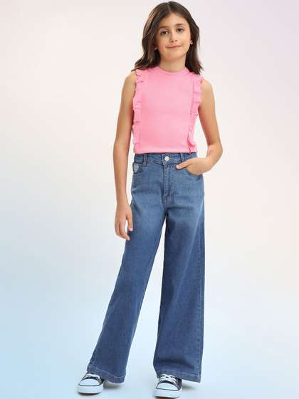 U.S. Polo Assn. Kids
                    Girls Wide Leg High-Rise Stretchable Jeans