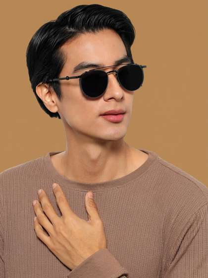 Voyage Unisex Black
                        Lens & Black Round Sunglasses with UV
                        Protected Lens 2647MG7536