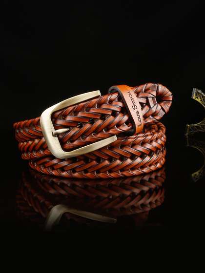 LOUIS STITCH Men Woven
                      Designed Leather Belt
