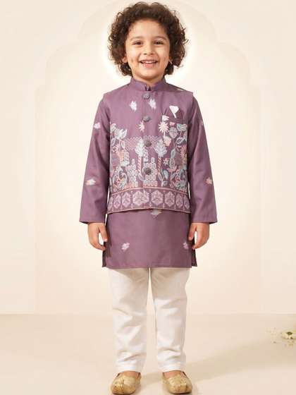 Aj DEZInES Boys Ethnic
                    Motifs Printed Regular Pure Cotton Kurta With
                    Pyjamas