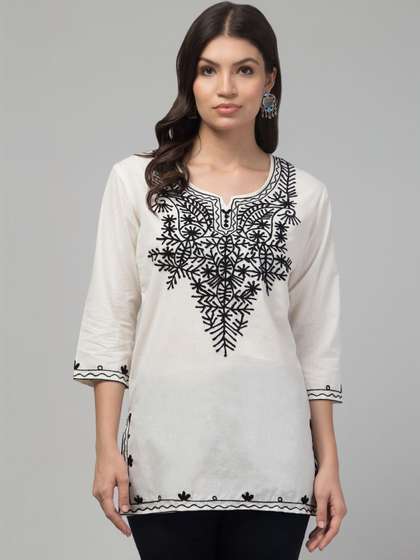 SHAUKIYA Ethnic
                        Motifs Embroidered Thread Work Pure Cotton
                        Thread Work Kurti
