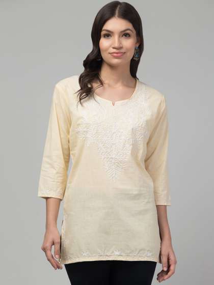 SHAUKIYA Floral
                        Embroidered Chikankari Pure Cotton Chikankari
                        Kurti