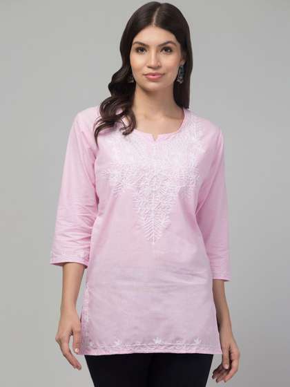 SHAUKIYA Ethnic
                          Motifs Embroidered Pure Cotton Kurti