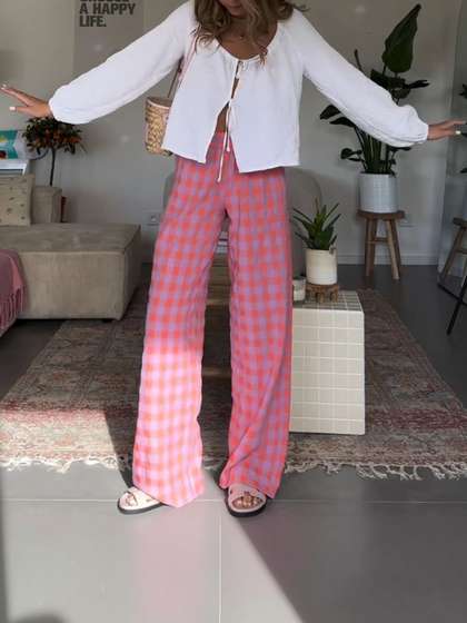 StyleCast Women
                        Checked High-Rise Wrinkle Free Trousers