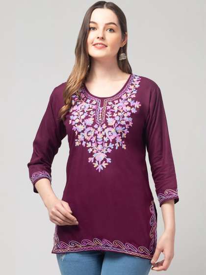SHAUKIYA Ethnic
                        Motifs Embroidered Thread Work Thread Work
                        Kurti