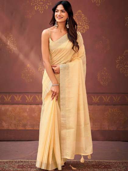 Satrani Striped
                        Woven Design Pure Linen Fashion Saree