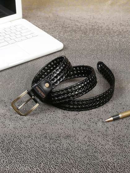 LOUIS STITCH Men Woven
                    Designed Leather Belt