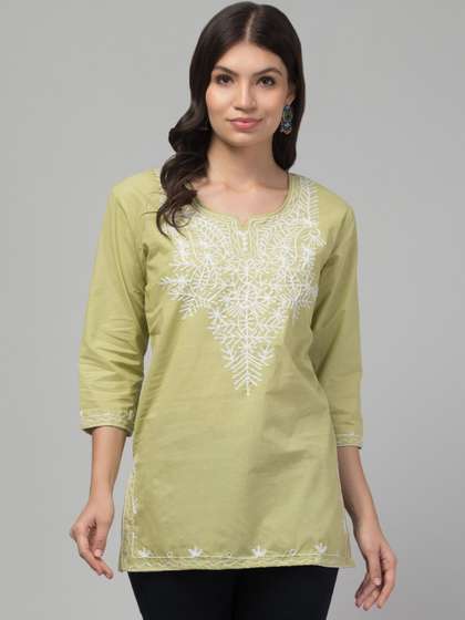 SHAUKIYA Ethnic
                        Motifs Embroidered Chikankari Pure Cotton
                        Chikankari Kurti