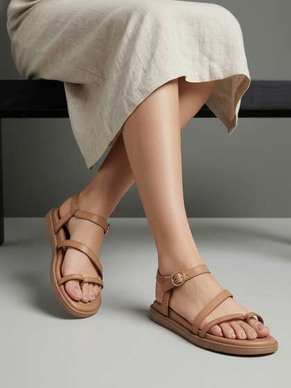 Kenneth Cole Women
                        Leather Open Toe Flats