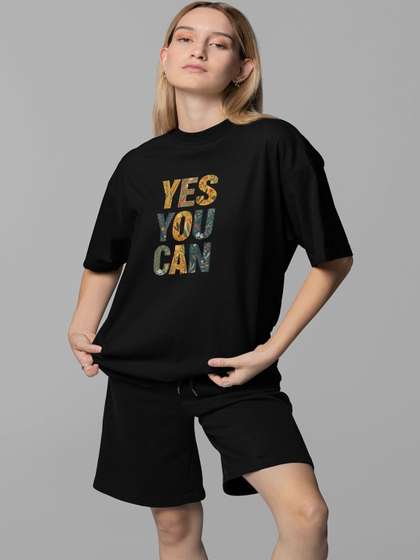 Modera Women
                        Typography Printed Pure Cotton Blend T-shirt