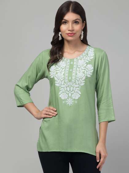 SHAUKIYA Ethnic
                        Motifs Embroidered Chikankari Chikankari Kurti
