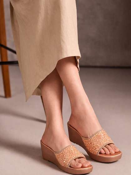 SCENTRA Embellished
                      Party Wedge Sandals