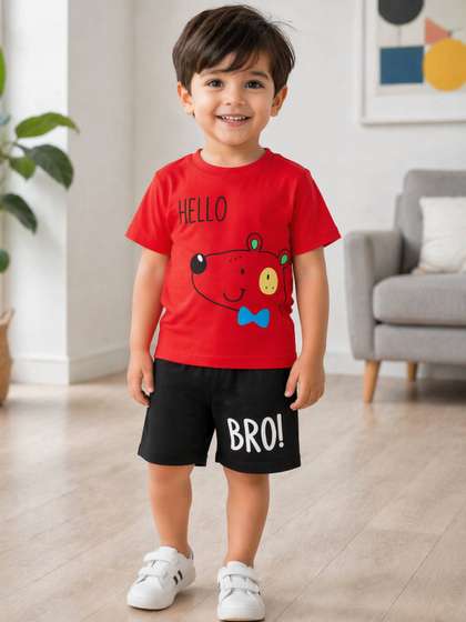 Aakriti Unisex
                          Kids Printed T-shirt with Shorts