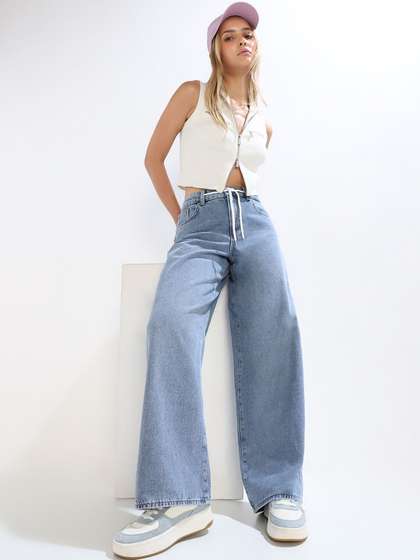ONLY Women Wide Leg
                        High-Rise Light Fade Jeans