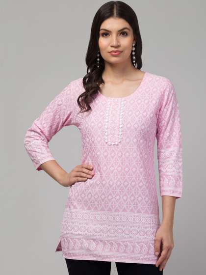 SHAUKIYA Geometric
                        Embroidered Chikankari Chikankari Kurti