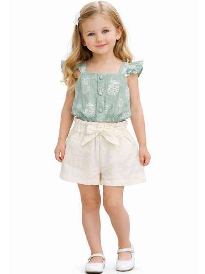LIL FLY Girls Printed
                      Top with Shorts