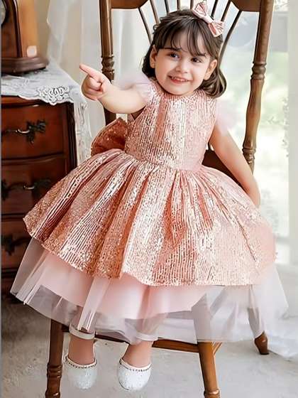 Dripteen Puff Sleeve
                    Layered A-Line Dress