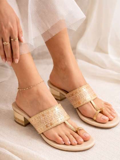 SCENTRA
                          Embellished Party Block Sandals