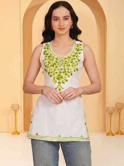 Anouk Rustic
                        Embroidered V-Neck Thread Work Pure Cotton Blend
                        Thread Work Kurti