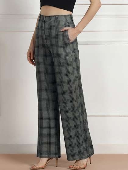 Chemistry Women
                        Checked High-Rise Easy Wash Trousers