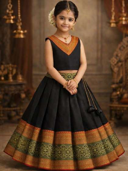 Ethzy Girls Embellished
                    Ready to Wear Lehenga &