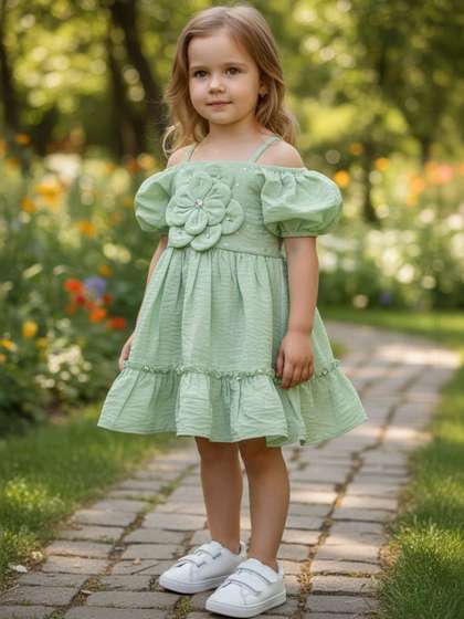 SUNBY Puff Sleeve
                      A-Line Dress