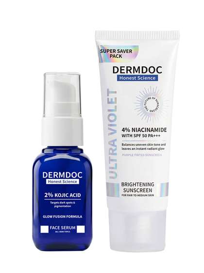 DermDoc Set Of 2 2%
                      Kojic Acid Face Serum -20 ml & Purple
                      Brightening Sunscreen -50 g