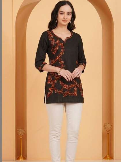 Anouk Rustic
                        Botanical Embroidered V-Neck Pure Cotton Blend
                        Kurti