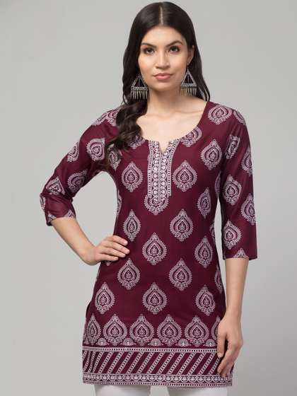 SHAUKIYA Ethnic
                        Motifs Printed V-Neck Kurti