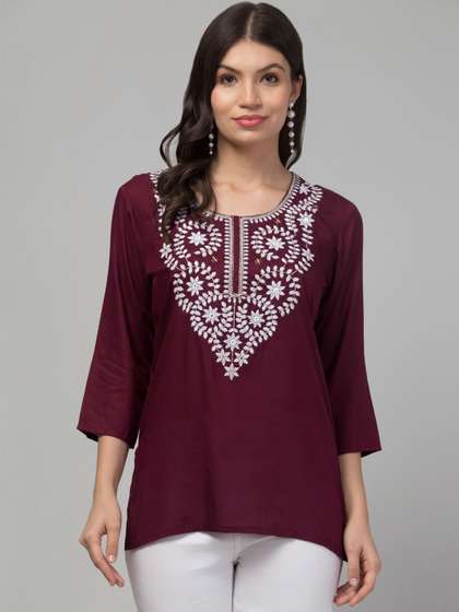 SHAUKIYA Ethnic
                        Motifs Embroidered Mirror Work Mirror Work
                        Kurti