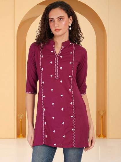 Anouk Rustic Ethnic
                        Motifs Embroidered Pure Cotton Blend Kurti