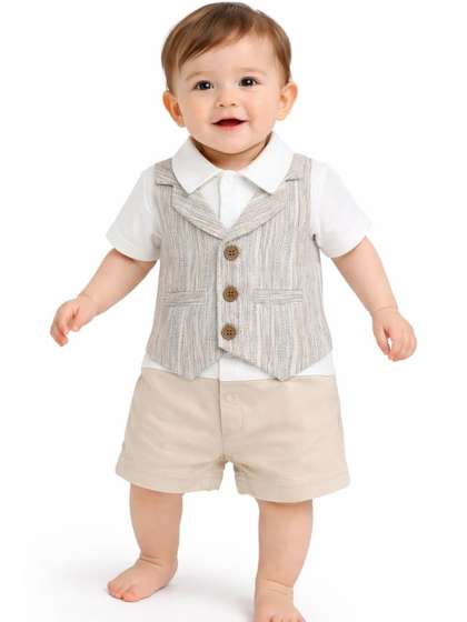 CANDY HOUSE Infants
                    Cotton Romper With Attached Waistcoat