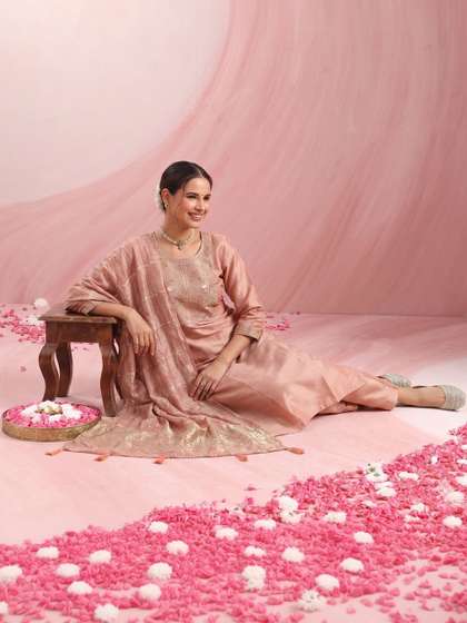Anouk Women Ethnic
                        Motifs Embroidered Regular Sequinned Kurta with
                        Trousers & With Dupatta