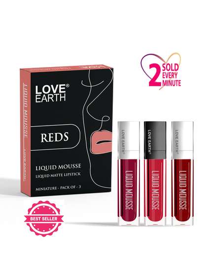 LOVE EARTH Set Of 3
                        Liquid Mousse Lipstick - 2ml Each - Reds