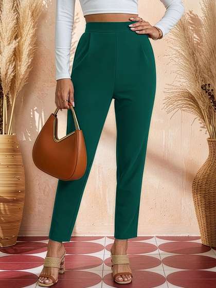Maheshvi Women
                        Straight Fit High-Rise Trousers