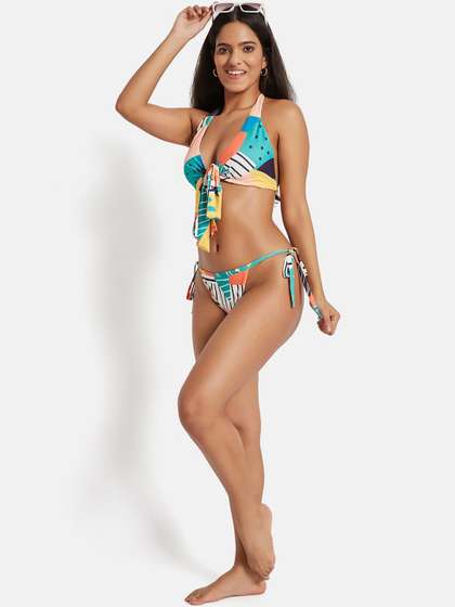 SECRETS BY ZEROKAATA
                        Women Printed Halter Beachwear Swim Bikini Set