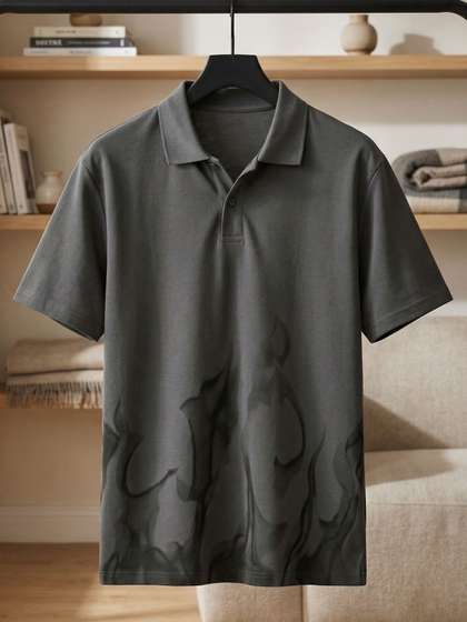 YONGE Men Printed
                        Polo Collar T-shirt