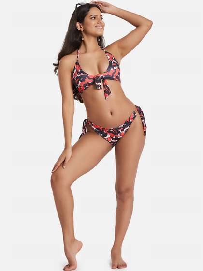 SECRETS BY ZEROKAATA
                        Women Printed Halter Beachwear Swim Bikini Set