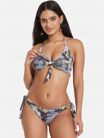 SECRETS BY ZEROKAATA
                        Women Printed Halter Beachwear Swim Bikini Set