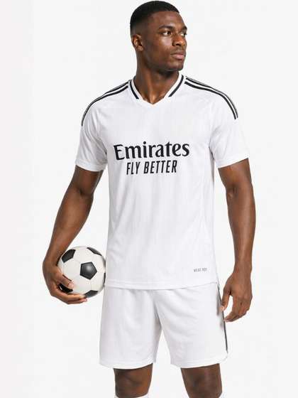 dostitch Men Brand
                        Logo Real Madrid Printed V-Neck T-shirt