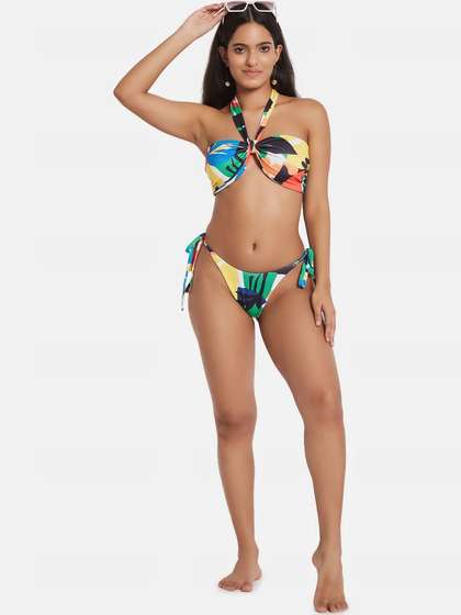 SECRETS BY ZEROKAATA
                        Women Printed Halter Beachwear Swim Bikini Set