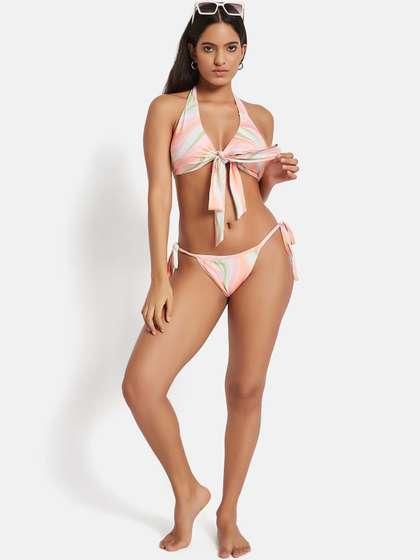 SECRETS BY ZEROKAATA
                        Women Printed Halter Beachwear Swim Bikini Set