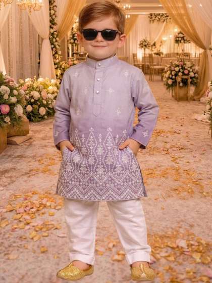 BAESD Boys Ethnic
                      Motifs Embroidered Regular Thread Work Kurta with
                      Pyjamas