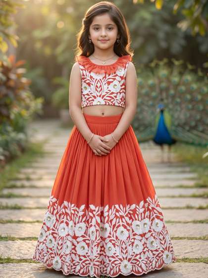 KALINI Girls Embellished
                    Sequinned Ready to Wear Lehenga &