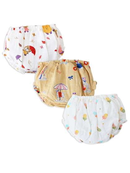 Honcho Baby Girls Pack
                    of 3 Printed Cotton Basic Briefs
