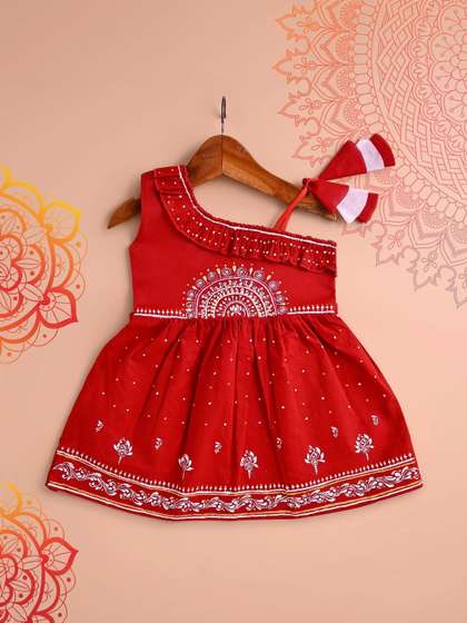 SK DRESSES Ethnic Motifs
                    Print One Shoulder Fit & Flare Dress