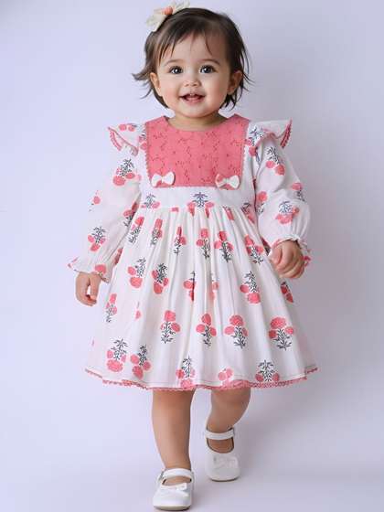 Sangria Girls Printed
                      Cotton Round Neck Fit and Flare Knee Length
                      Dresses