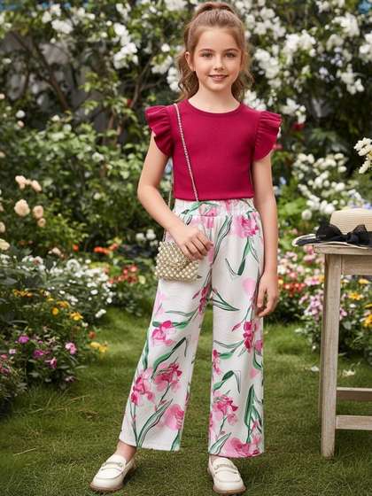 PATTZALA Girls Top
                          with Trousers